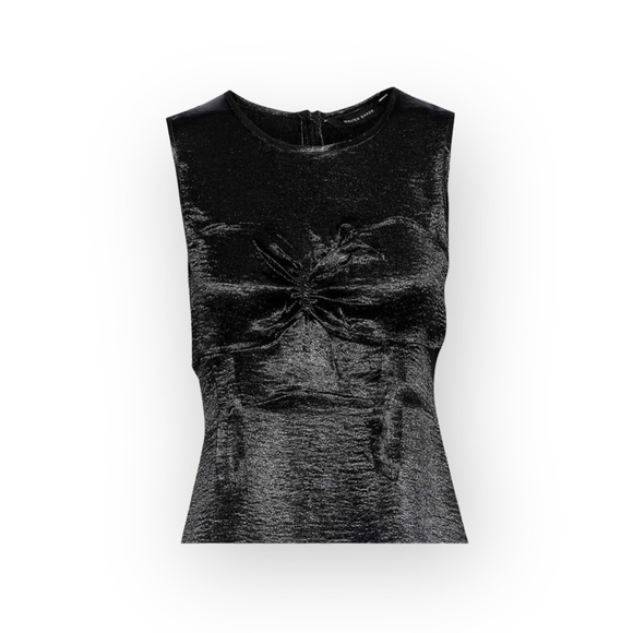 new Walter Baker W118 𖡛 Crinkled Satin Little Black Cocktail MIDI Dress 𖡛 2 4 - Picture 8 of 16